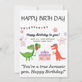Festiva Tarjeta de cumpleaños feliz para dinosaurios