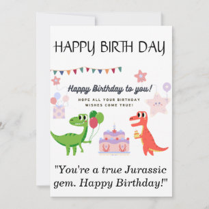 Festiva Tarjeta de cumpleaños feliz para dinosaurios