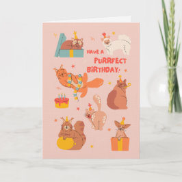 Festiva Tarjeta de cumpleaños feliz para gatos