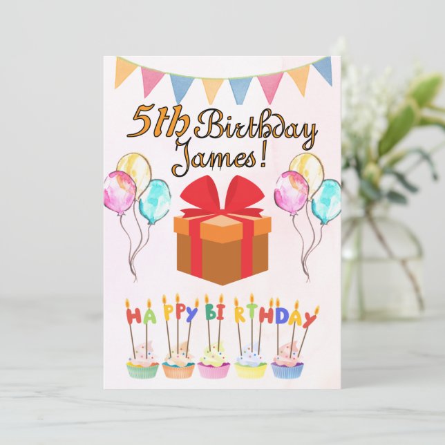 Festiva Tarjeta de cumpleaños feliz personalizada (Anverso de pie)