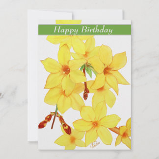 Festiva Tarjeta de cumpleaños Flor de Jazmín Acuarela