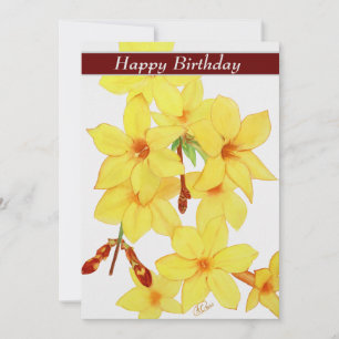 Festiva Tarjeta de cumpleaños Flor de Jazmín Amarillo