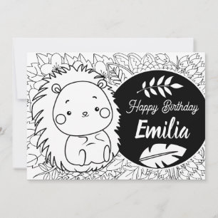 Festiva Tarjeta de cumpleaños floral para colorear de niño