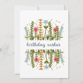 Festiva Tarjeta de cumpleaños floral para los deseos de cu