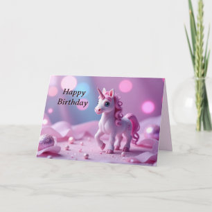 Festiva Tarjeta de cumpleaños Girly and Pink Unicorn