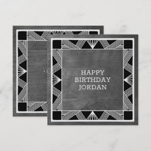 Festiva Tarjeta de cumpleaños gris masculina de madera Per