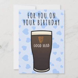 Festiva Tarjeta de cumpleaños Guinness, "Buena cabeza" Tar