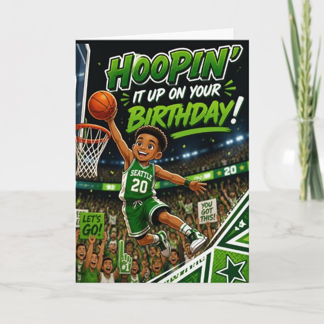 Festiva Tarjeta de cumpleaños Hoopin' It Up (Anverso)