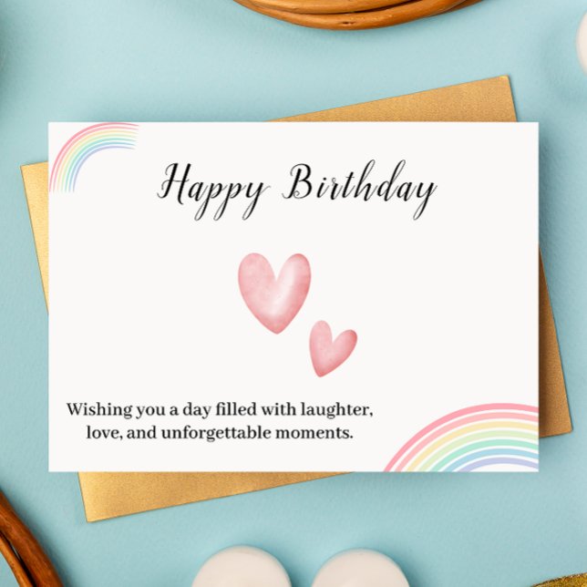 Festiva Tarjeta de cumpleaños imprimible con corazón (Printable Birthday Card with Hearts)