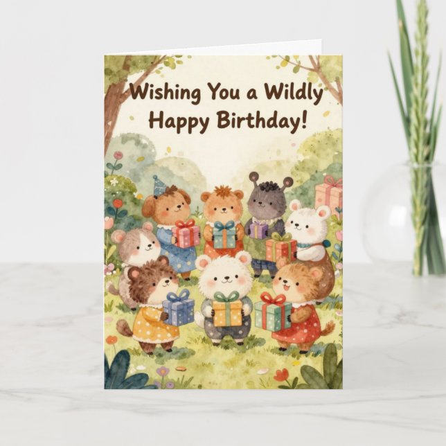 Festiva Tarjeta de cumpleaños locamente feliz (Anverso)