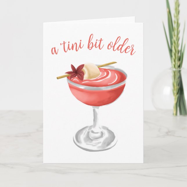 Festiva Tarjeta de cumpleaños Lychee Martini, un poco más  (Anverso)