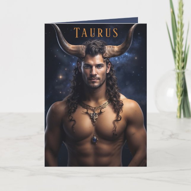 Festiva Tarjeta de cumpleaños masculina Taurus (Anverso)
