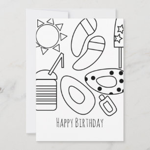 Festiva Tarjeta de cumpleaños negra blanca de verano