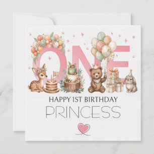 Festiva Tarjeta de cumpleaños número 1 para niñas