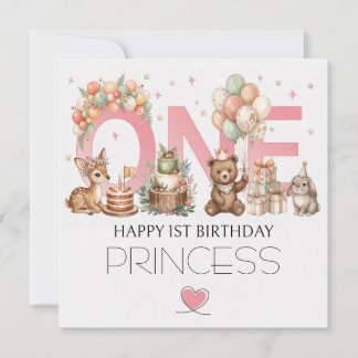 Festiva Tarjeta de cumpleaños número 1 para niñas