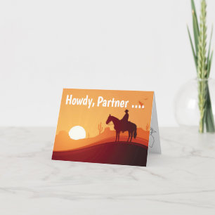 Festiva Tarjeta de cumpleaños occidental Howdy Cowboy Humo