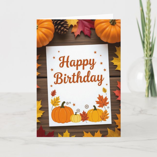 Festiva Tarjeta de cumpleaños otoño, cumpleaños otoño, tar (Anverso)