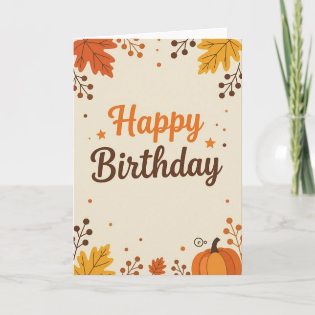 Festiva Tarjeta de cumpleaños otoño, cumpleaños otoño, tar (Anverso)