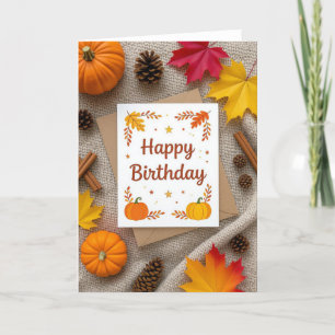 Festiva Tarjeta de cumpleaños otoño, cumpleaños otoño, tar