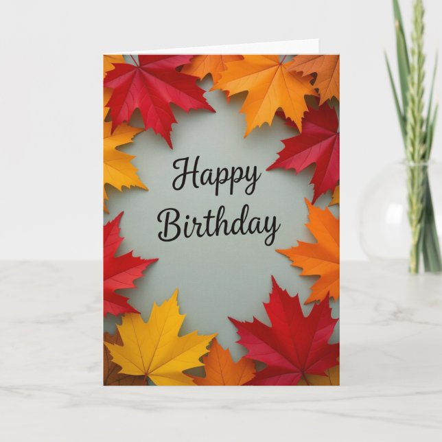Festiva Tarjeta de cumpleaños otoño, cumpleaños otoño, tar (Anverso)