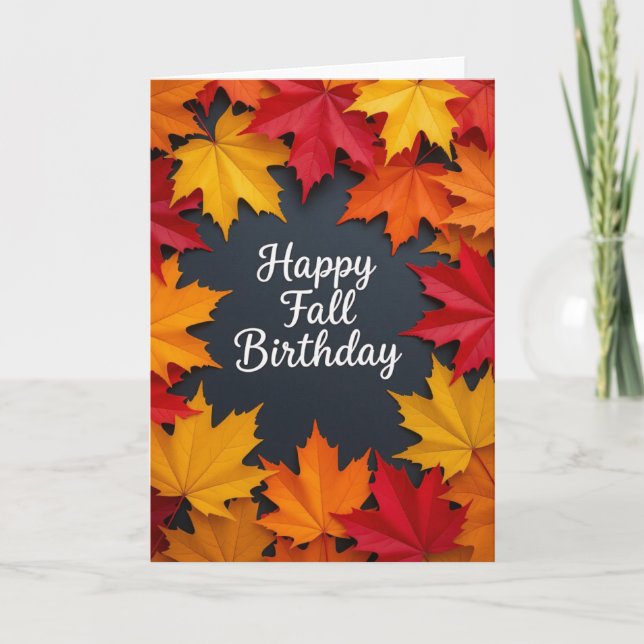 Festiva Tarjeta de cumpleaños otoño, cumpleaños otoño, tar (Anverso)