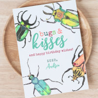 Tarjeta de cumpleaños para beetles acuarela Bugs a