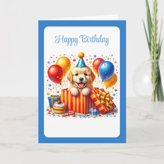 Festiva Tarjeta de cumpleaños para cachorro (Anverso)