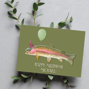 Festiva Tarjeta de cumpleaños para la pesca de trucha arco