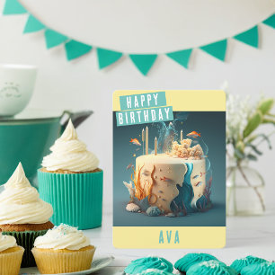 Festiva Tarjeta de cumpleaños para los fondos marinos
