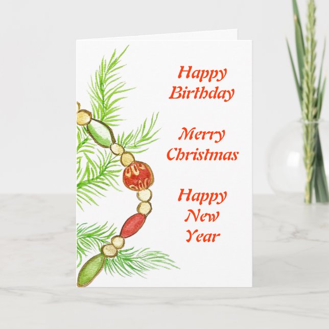 Festiva Tarjeta de cumpleaños para navidades (Anverso)