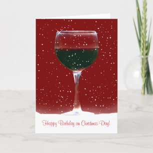 Festiva Tarjeta de cumpleaños para Navidades de vino