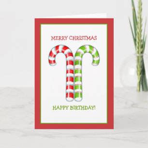 Festiva Tarjeta de cumpleaños para Navidades verdes rojos