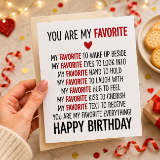 Festiva tarjeta de cumpleaños para novio cita romántica