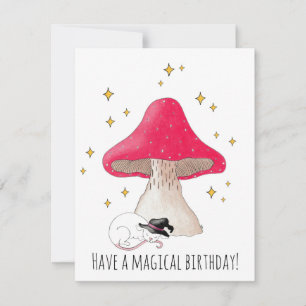 Festiva Tarjeta de cumpleaños para toadstool de ratón blan