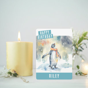 Festiva Tarjeta de cumpleaños Penguin para vibraciones de 