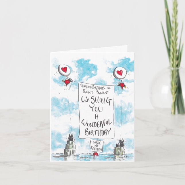 Festiva Tarjeta de cumpleaños Penguins Inc (Anverso)