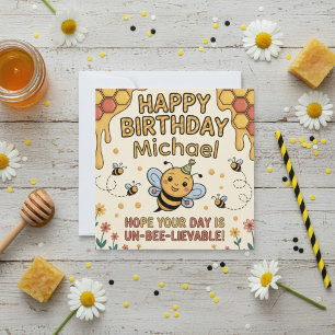 Festiva Tarjeta de cumpleaños personalizada de abeja - Tem