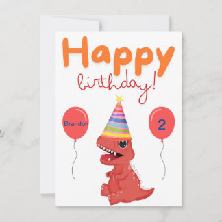 Festiva Tarjeta de cumpleaños personalizada de Baby Dinosa