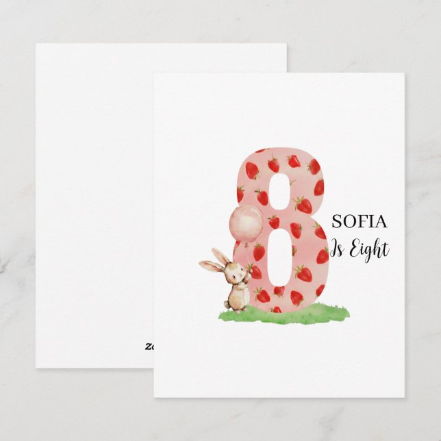 Festiva Tarjeta de cumpleaños personalizada de conejo para (Anverso / Reverso)