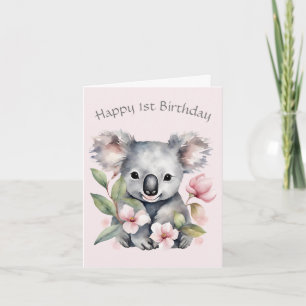 Festiva Tarjeta de cumpleaños personalizada de koala
