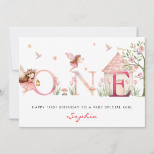 Festiva Tarjeta de cumpleaños personalizada para niña de 1