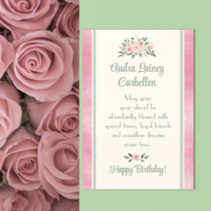 Festiva Tarjeta de cumpleaños personalizada, rosa bonito