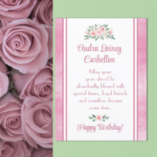Festiva Tarjeta de cumpleaños personalizada, rosa bonito