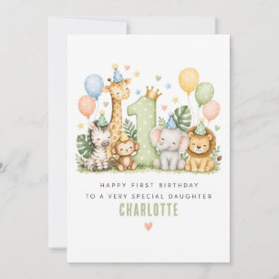 Festiva Tarjeta de cumpleaños personalizada Safari 1er cum