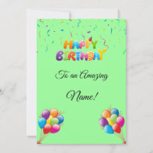Tarjeta de cumpleaños personalizado con globos y c