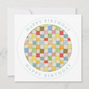 Festiva Tarjeta de cumpleaños plana CRAZY QUILT Square