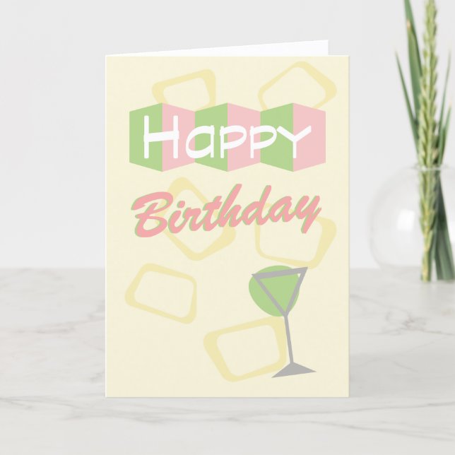 Festiva Tarjeta de cumpleaños retro mod (Anverso)