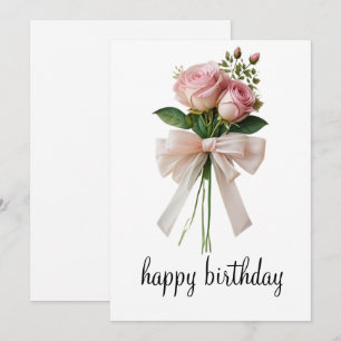 Festiva Tarjeta de cumpleaños romántica floral feliz