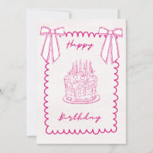Tarjeta de cumpleaños rosa coqueta caprichosa