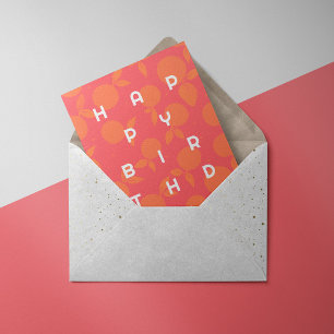 Festiva Tarjeta de cumpleaños rosa y naranja patrón de man